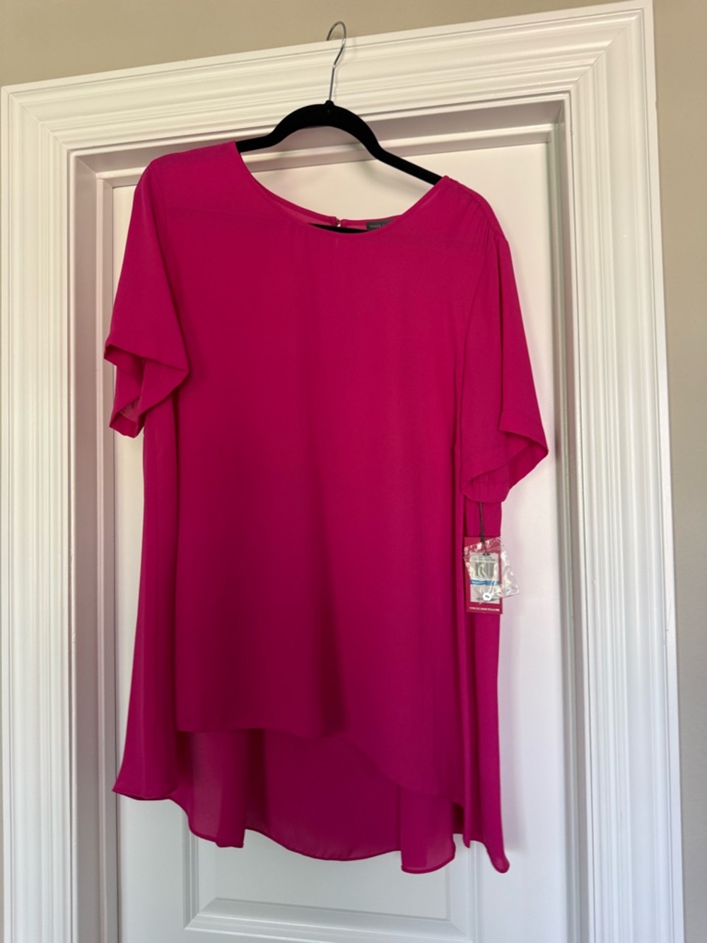 Vince Camuto Fuchsia Short-Sleeve High-Low Tunic